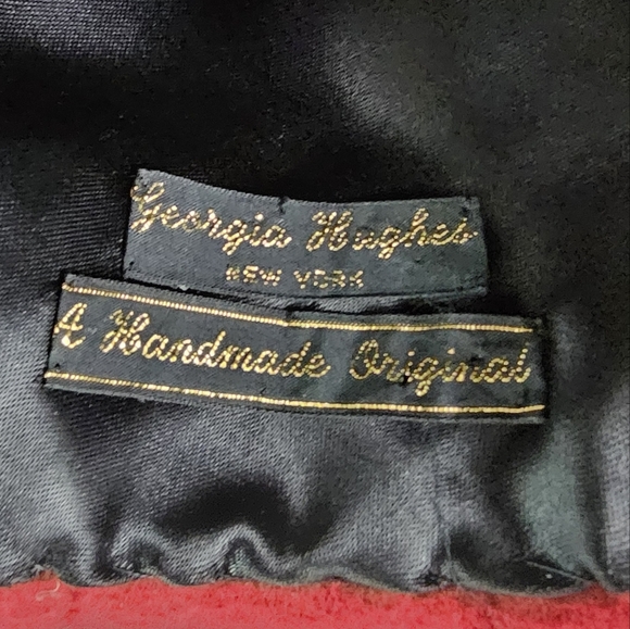 Georgia Hughes New York Handmade maroon / deep burgundy ruffled fancy hat - Picture 8 of 8